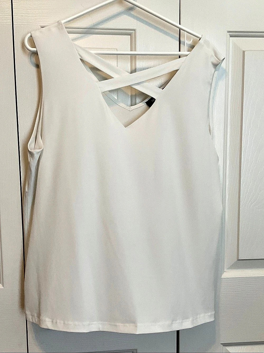 Nine West Crisscross Neck Tank Top in White